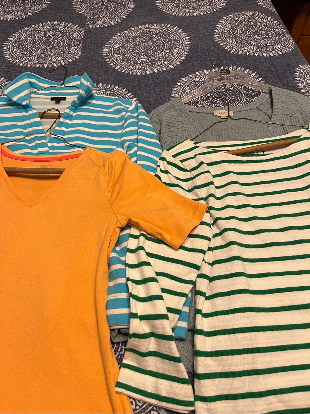 Talbots and Loft Tops and Solid Tee - Teal, Green, sherbet, Blue bundle
